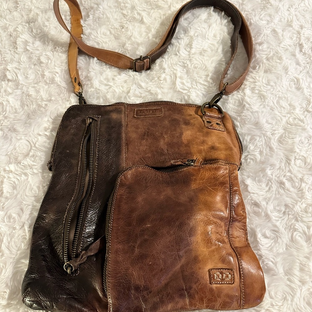 Bed Stu Two-Tone Leather Crossbody Bag
